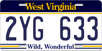 WV license plate 2YG633