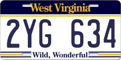 WV license plate 2YG634