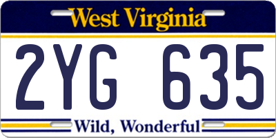 WV license plate 2YG635