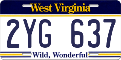 WV license plate 2YG637