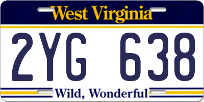 WV license plate 2YG638