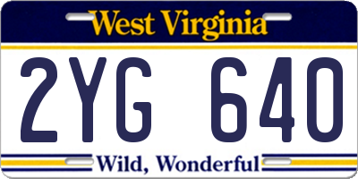WV license plate 2YG640