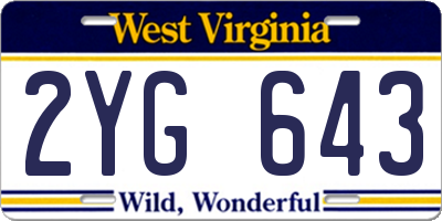 WV license plate 2YG643