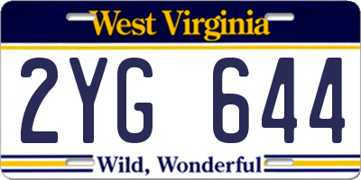 WV license plate 2YG644