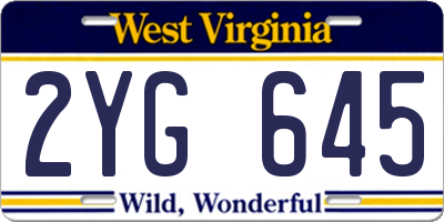 WV license plate 2YG645