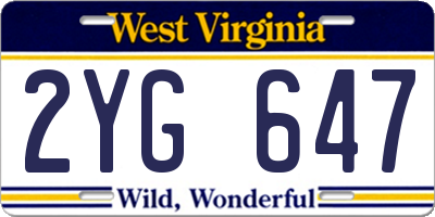 WV license plate 2YG647