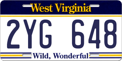 WV license plate 2YG648
