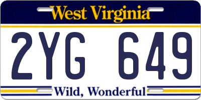 WV license plate 2YG649