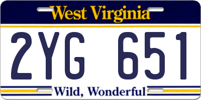WV license plate 2YG651