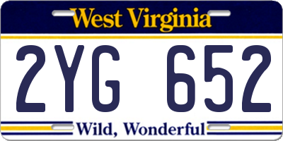 WV license plate 2YG652