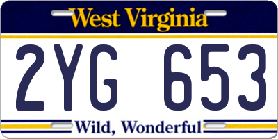 WV license plate 2YG653
