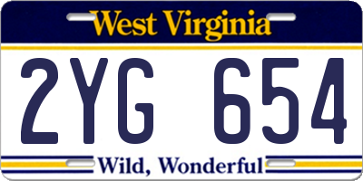 WV license plate 2YG654