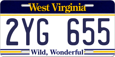 WV license plate 2YG655