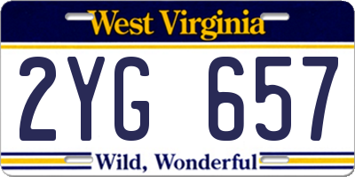 WV license plate 2YG657