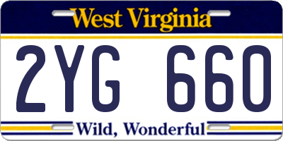WV license plate 2YG660