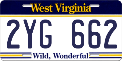 WV license plate 2YG662