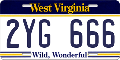 WV license plate 2YG666