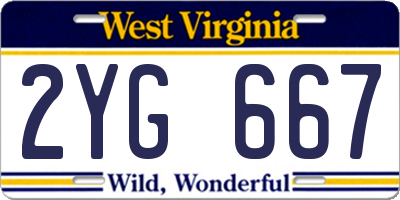WV license plate 2YG667