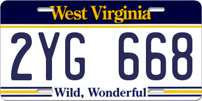 WV license plate 2YG668