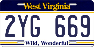 WV license plate 2YG669