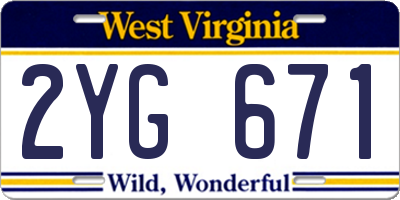 WV license plate 2YG671