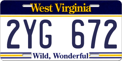 WV license plate 2YG672
