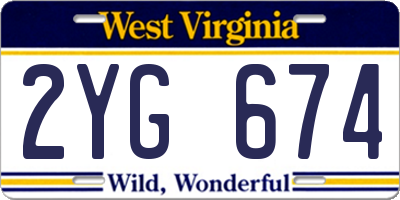 WV license plate 2YG674