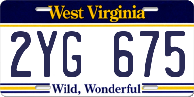 WV license plate 2YG675