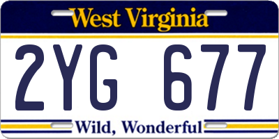 WV license plate 2YG677