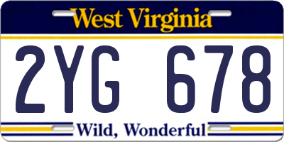 WV license plate 2YG678