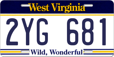 WV license plate 2YG681