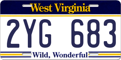 WV license plate 2YG683