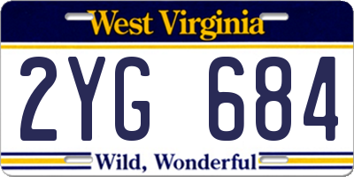 WV license plate 2YG684