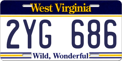 WV license plate 2YG686
