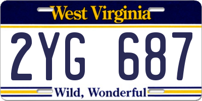 WV license plate 2YG687