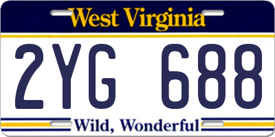 WV license plate 2YG688