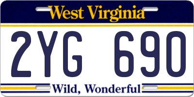 WV license plate 2YG690