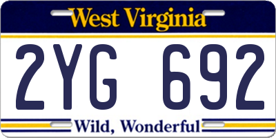WV license plate 2YG692