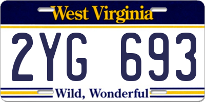 WV license plate 2YG693