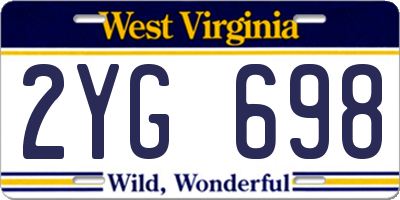 WV license plate 2YG698