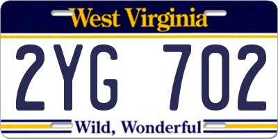 WV license plate 2YG702