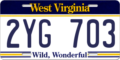 WV license plate 2YG703