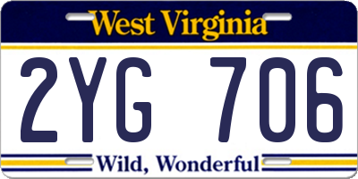 WV license plate 2YG706