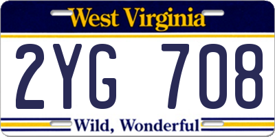 WV license plate 2YG708