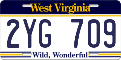 WV license plate 2YG709