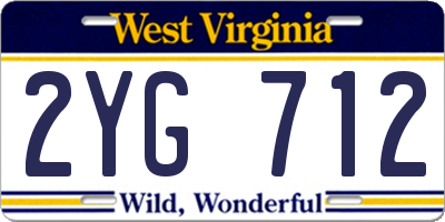 WV license plate 2YG712