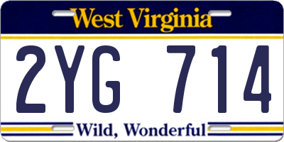 WV license plate 2YG714