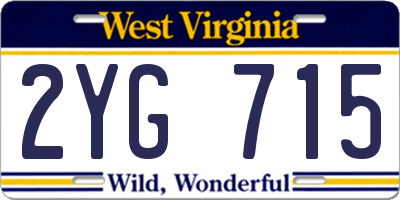WV license plate 2YG715