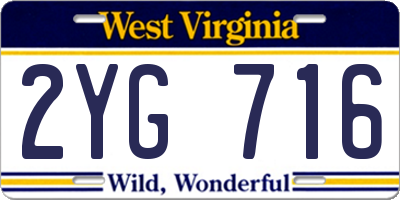 WV license plate 2YG716