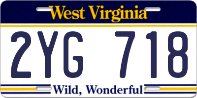 WV license plate 2YG718